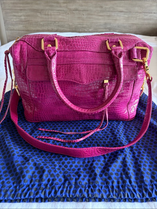 Rebecca Minkoff Handbags - Rebecca Minkoff MAB Croc-Embossed Fuchsia Satchel Handbag